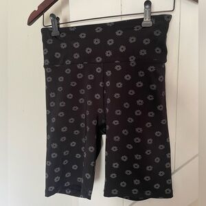 Nanette Lepore Play Compression Shorts Black and Silver Floral Size Small